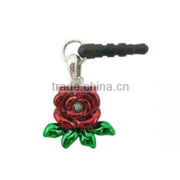 Promotional metal romantic rose earphone jack plug accessorie for valentines gift, designed by (C) charis,OEM service