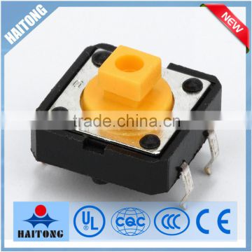 Micro 12*12*7.3 yellow cap push button tact switch on off tact switch