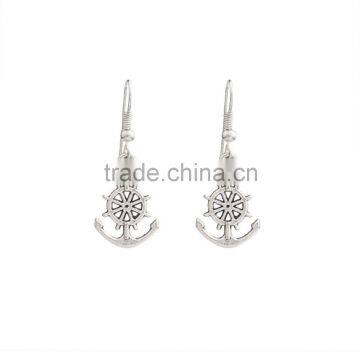 Vintage Fashion Jewelry Rudder Shaped Sliver Plated Drop Earring for Women