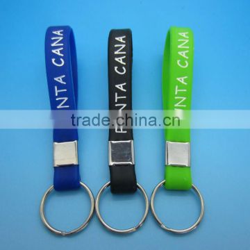 Fashion Custom Soft silicone rubber bangle keychain bracelet chain