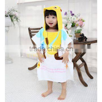 Lovely Yellow Bee Printed Kids Hooded Beach Towel Velour Printing Animal Bee Kids Poncho Towel photo-3