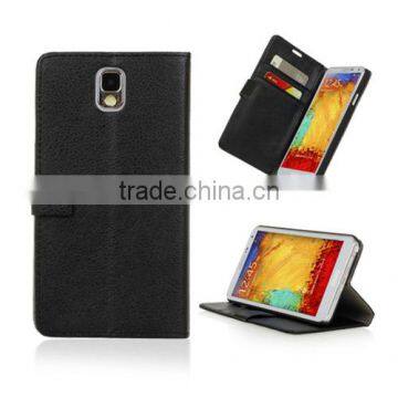 For samsung galaxy Note 3 N9000 black colors wallet leather case high quality factory's price