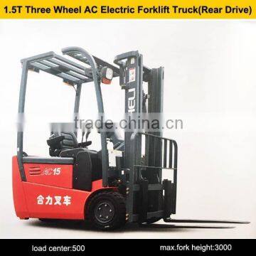 China famous brand HELI 1.5t CPD15SH three wheel AC electric forklift truck