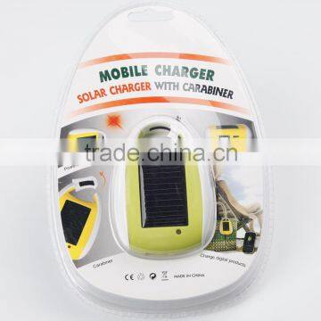 Solar Panel Mobile Phone Charger with Carabiner