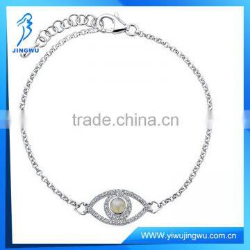 Sterling Silver Moonstone Diamond Evil Eye Bracelet