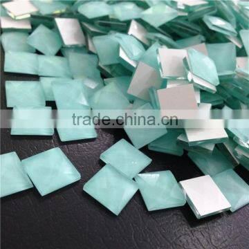 100%Good quality blue opal color square shape 10mm fancy stone.Best-selling cheap glass stone for fashion woman bag