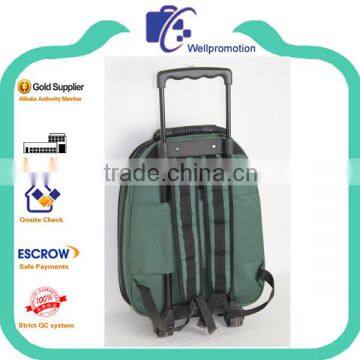 Dark Green School Backpack With Trolleys
