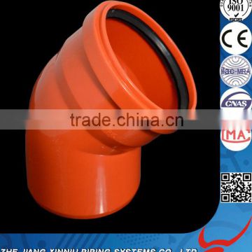 Top Level Lowest Price Plastic Manufacturers PVC Pipe with Rubber 45 Elbow