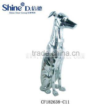 Life size polyresin decorative silver dog statue dog sculpture for home and garden