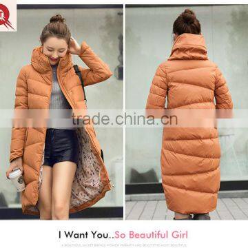 latest design stylish high quality high collar down coat for ladies, long western down jacket for the witner