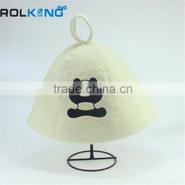 white embroidered sauna hat