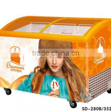 100-800L Curved Sliding Glass Door Chest Freezer Display Freezer Deep Freezer photo-3