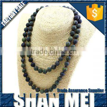 lastest design beads necklace dull polish gemstone beads necklace unisex handmade knotted necklace