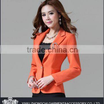 gun collar orange fitted girls stylish suit