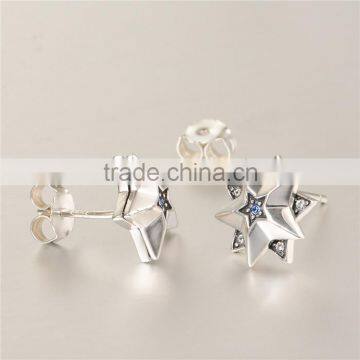 Simple Design Star Shape Stud Silver Earrings For Women photo-3
