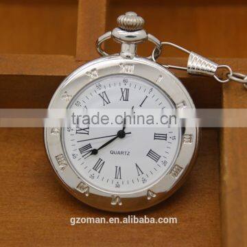 Wholesale Silver White Roman Number Pocket Watch Classic Necklace Chains Watch