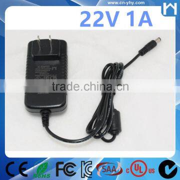 AC DC adapter 22V UL approved Wall Mounted Power Adapter 22V 1A UL power supply