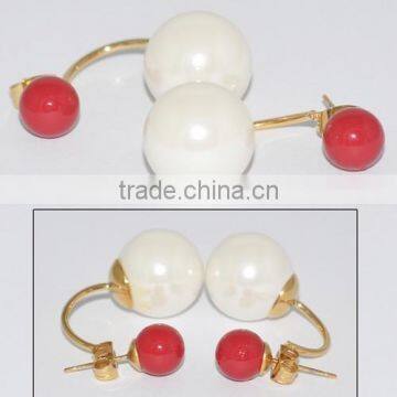 Fashion Stainless Steel Pearl Earring With Diamond Jewellery photo-6