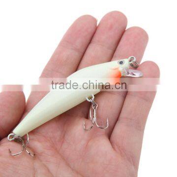 3D Luminous Night Bait Minnow Lure Hard Bait Lure Fish Hook 82mm 8g Artificial Fishing Tackle Accessory With Two Triangle Hooks