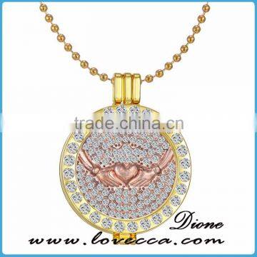 High Quality Gold Coin Locket Disc Holder Pendant Necklace