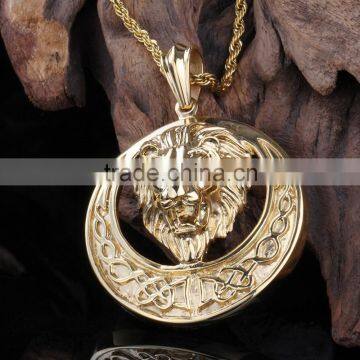 2015 new design high polish animal head gold coin pendant