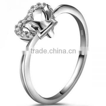 Wholesale Zircon Heart Design Bowknot Design 925 Sterling Silver Rings photo-2