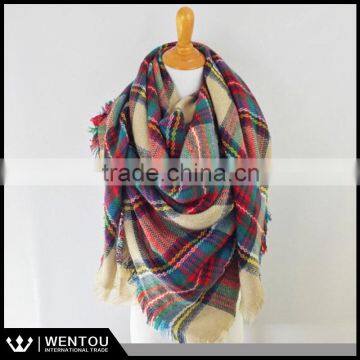 Plaid Scarf Extra Large Cotton Square Fabric Wrap Shawl