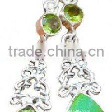 Green Copper Turquoise Peridot Jewellery Earrings