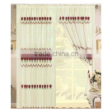 Polyester Sheer Embroidery Curtain With Lining