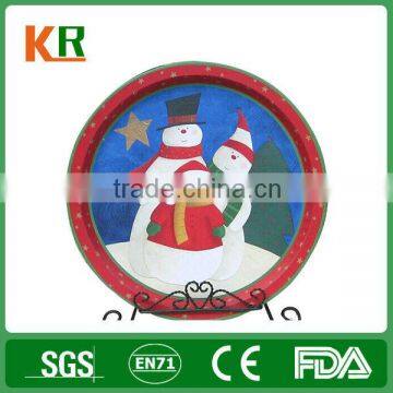 Christmas pattern Snowman Round Tin Tray