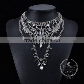 high quality vintage rhinestone chunky statement necklace tin alloy fashion women pendant necklace 6390061