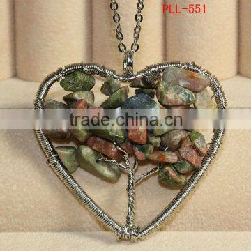 Fashion Riverstones Chips Beads Pendant Heart Shape Tree of Life Charm