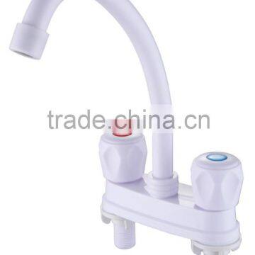 Inexpensive White Hot Cold Double Plastic Basin Faucet photo-6