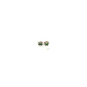 Emerald Diamond Gold Earrings, Diamond Earrings, Emerald Earrings Jewelry