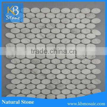 snow white honed oval backsplash tile mosaic