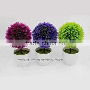 Artificial Ball Flower Tree Mini Bonsai Desktop Green Plant Home Decoration photo-1