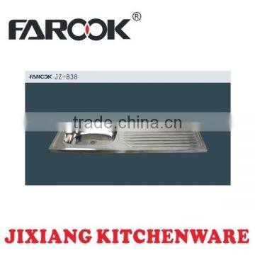 JZ-838 120*50cm single bowl stainless steel sink with drainboard