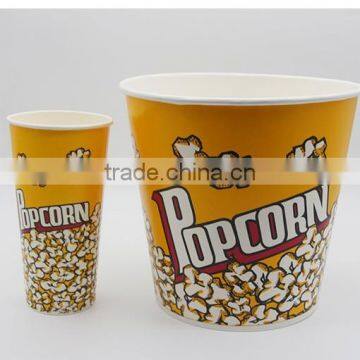 Custom printed paper popcorn cup, popcorn bucket, popcorn box