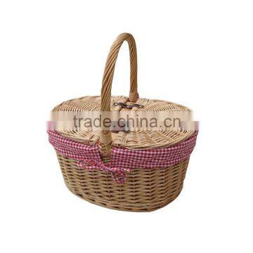 Oval Lidded Wicker Picnic Basket - Shopping Basket - Sewing Basket
