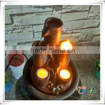 3 Tea Light Candle Holders Cascading Indoor Tabletop Water Fountain photo-3