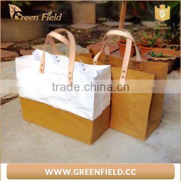 Fashion Design Washable Kraft Paper Reusable Tote Bag Shopping Bag photo-2