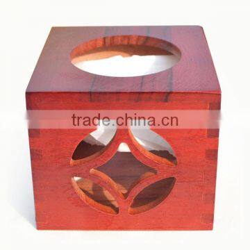 Custom Wood Box,Openwork Carving Wooden Pumping Paper Box photo-4