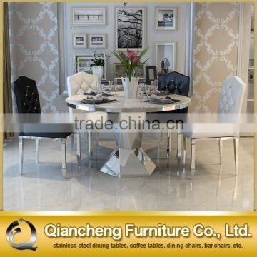 White Marble Top Round Dining Table Simple Designs photo-5