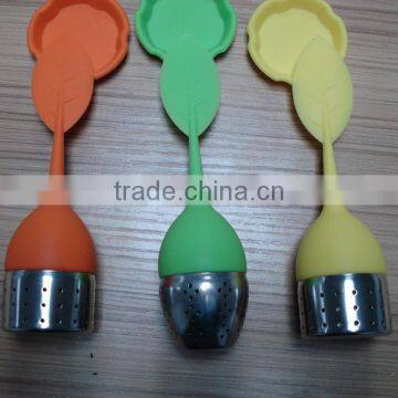 2014 Popular European Style Leaf Shape Tea Bag Stainless Steel Silicone Tea Infuser photo-5
