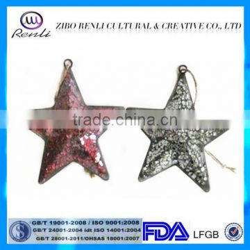 Silver Crackle Mosaic Star Murano Glass Christmas Ornaments