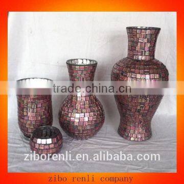 Color Mosaic Modern Flower Vase Tall Glass