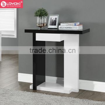 Glossy White/Black Hall Console Accent Sofa Table with Drawer