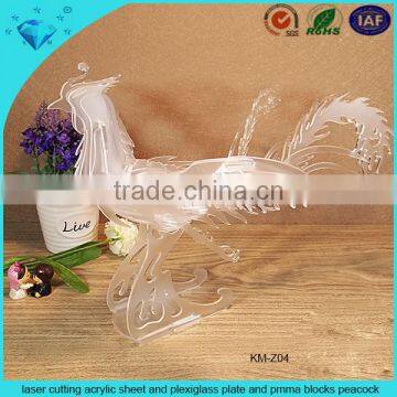 laser cutting acrylic sheet and plexiglass plate and pmma blocks peacock