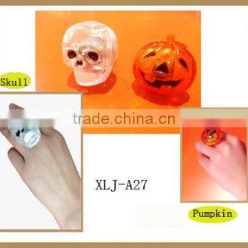 Halloween led flashing pumpkin and skull plastic ring