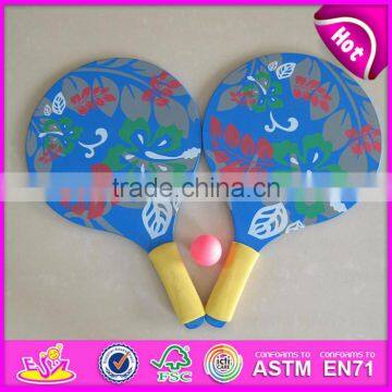 2015 Cheap Wooden Beach Racket Set,Wooden Beach Racket With Beach Ball Wholesale,High Quality Flower Wooden Beach Racket W01A098 photo-3